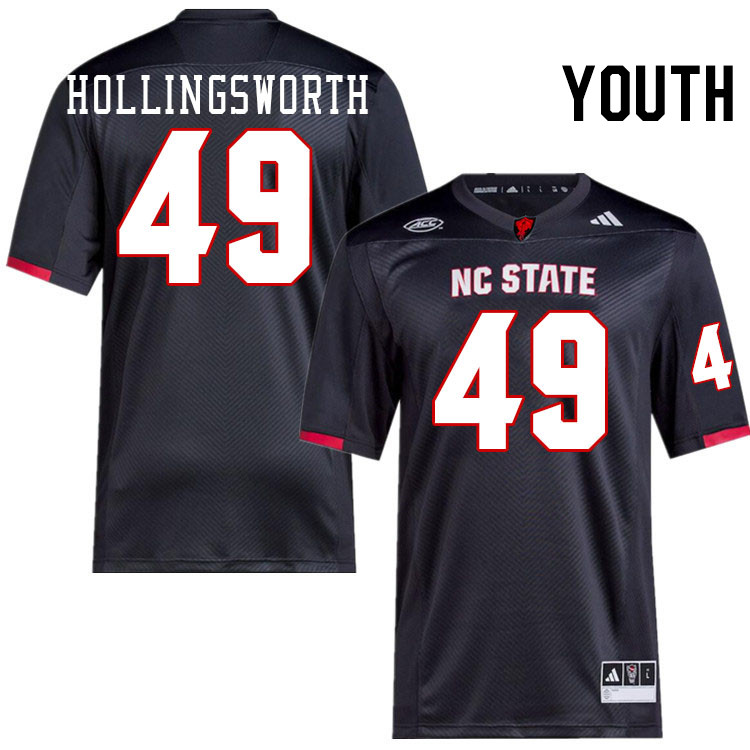 Youth #49 Aiden Hollingsworth NC State Wolfpack College Football Jerseys Stitched-Black